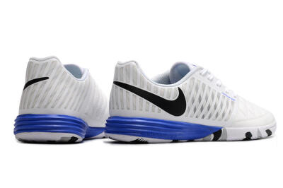 Men's Nike Lunar Gato 2 IC Indoor & Futsal Low-Tops Football Shoes - White/Black/Blue