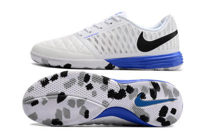 Men's Nike Lunar Gato 2 IC Indoor & Futsal Low-Tops Football Shoes - White/Black/Blue