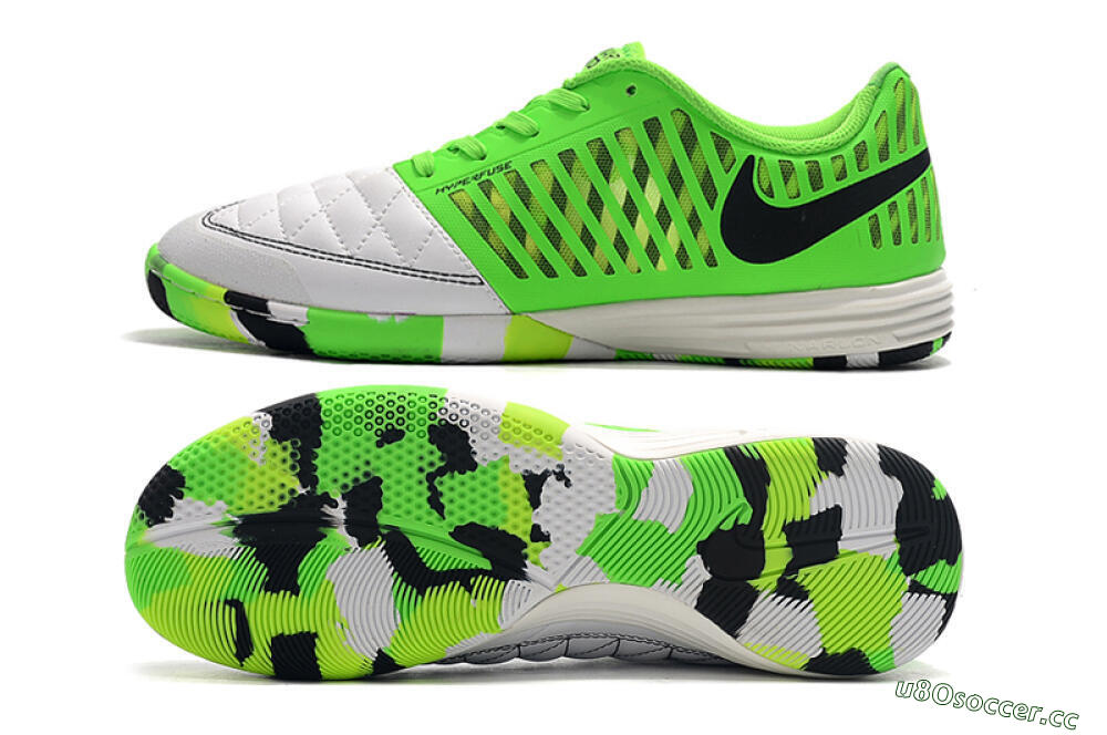 Men's Nike Lunar Gato 2 IC Indoor & Futsal Low-Tops Football Shoes - White/Green/Black 1