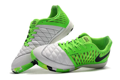 Men's Nike Lunar Gato 2 IC Indoor & Futsal Low-Tops Football Shoes - White/Green/Black