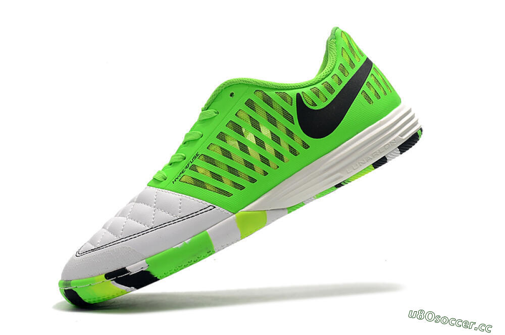 Men's Nike Lunar Gato 2 IC Indoor & Futsal Low-Tops Football Shoes - White/Green/Black 8
