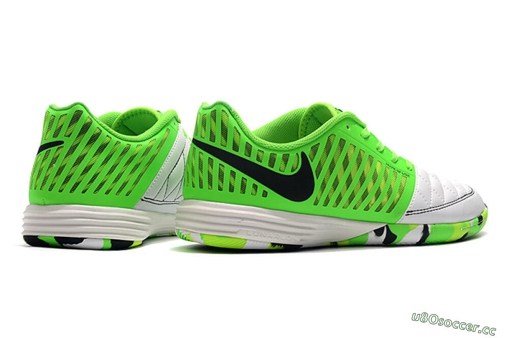 Men's Nike Lunar Gato 2 IC Indoor & Futsal Low-Tops Football Shoes - White/Green/Black 9