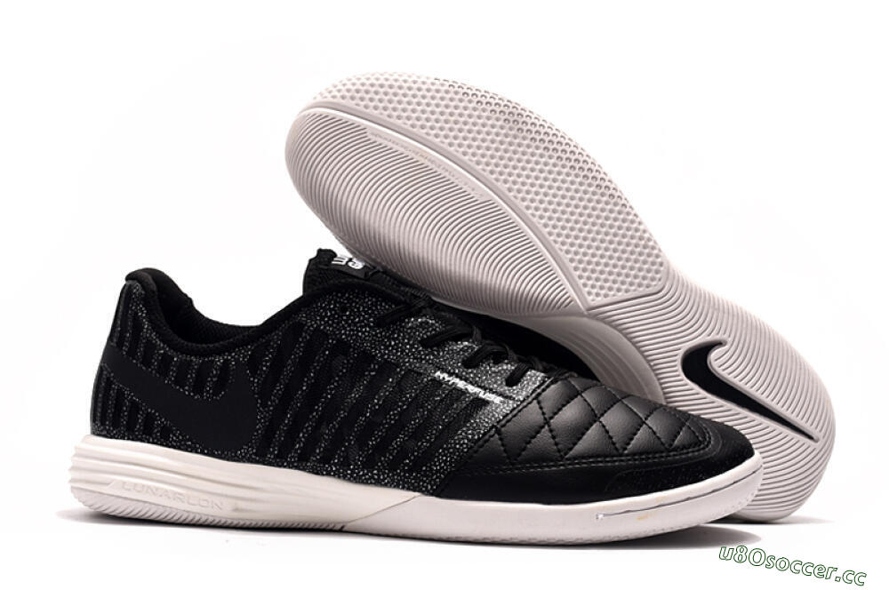 Men's Nike Lunar Gato 2 IC Indoor & Futsal Low-Tops Football Shoes - Black/Silver/White 2