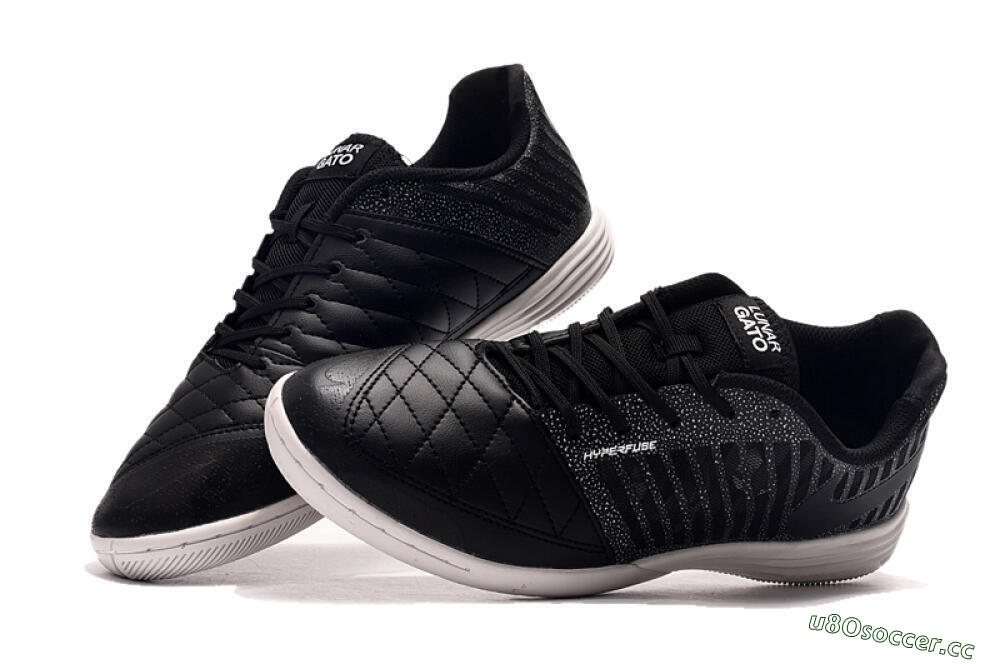 Men's Nike Lunar Gato 2 IC Indoor & Futsal Low-Tops Football Shoes - Black/Silver/White 6