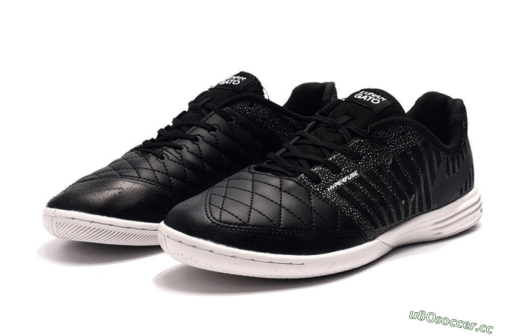 Men's Nike Lunar Gato 2 IC Indoor & Futsal Low-Tops Football Shoes - Black/Silver/White 5