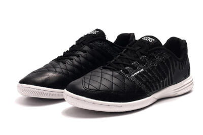 Men's Nike Lunar Gato 2 IC Indoor & Futsal Low-Tops Football Shoes - Black/Silver/White