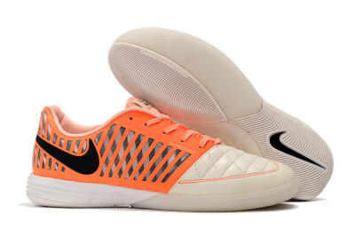 Men's Nike Lunar Gato 2 IC Indoor & Futsal Low-Tops Football Shoes - White/Orange/Black