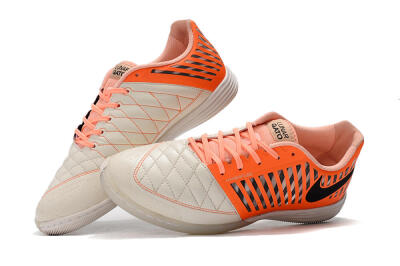 Men's Nike Lunar Gato 2 IC Indoor & Futsal Low-Tops Football Shoes - White/Orange/Black