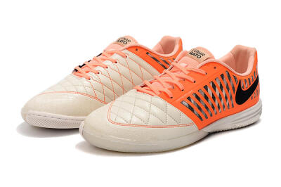 Men's Nike Lunar Gato 2 IC Indoor & Futsal Low-Tops Football Shoes - White/Orange/Black