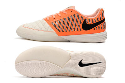 Men's Nike Lunar Gato 2 IC Indoor & Futsal Low-Tops Football Shoes - White/Orange/Black