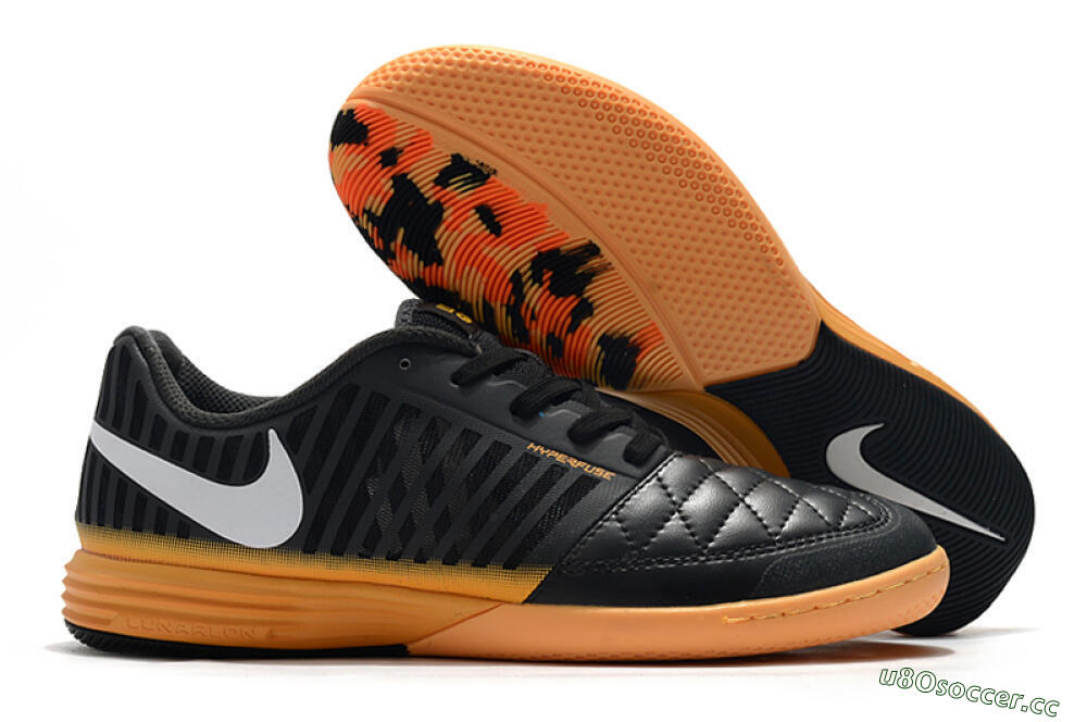 Men's Nike Lunar Gato 2 IC Indoor & Futsal Low-Tops Football Shoes - Black/White/Brown 2