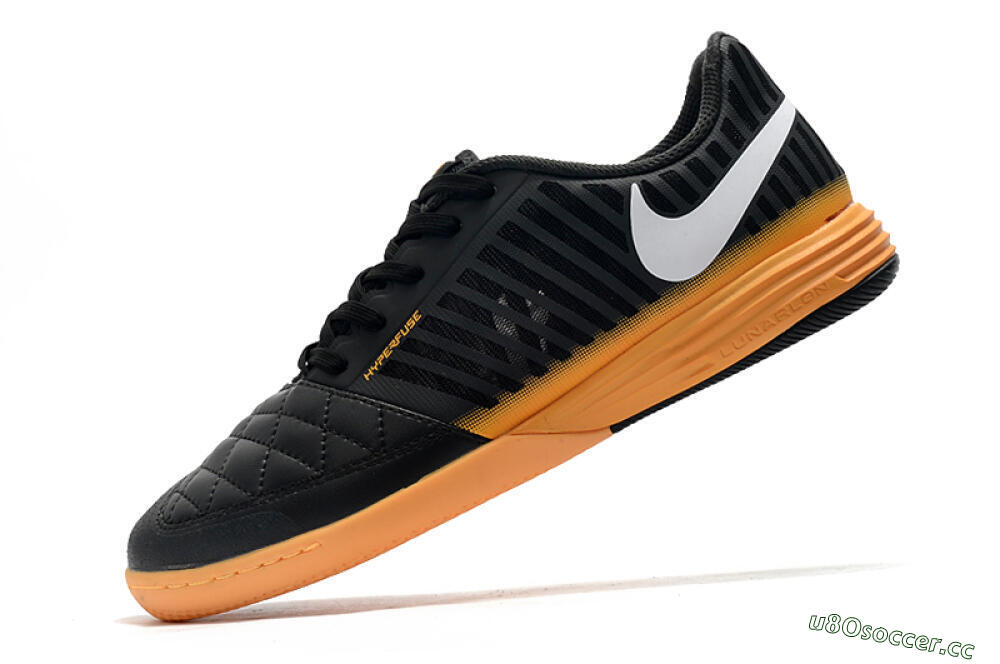 Men's Nike Lunar Gato 2 IC Indoor & Futsal Low-Tops Football Shoes - Black/White/Brown 5