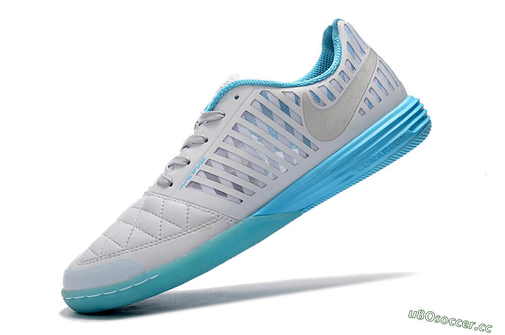Men's Nike Lunar Gato 2 IC Indoor & Futsal Low-Tops Football Shoes - White/Silver/Jade 7