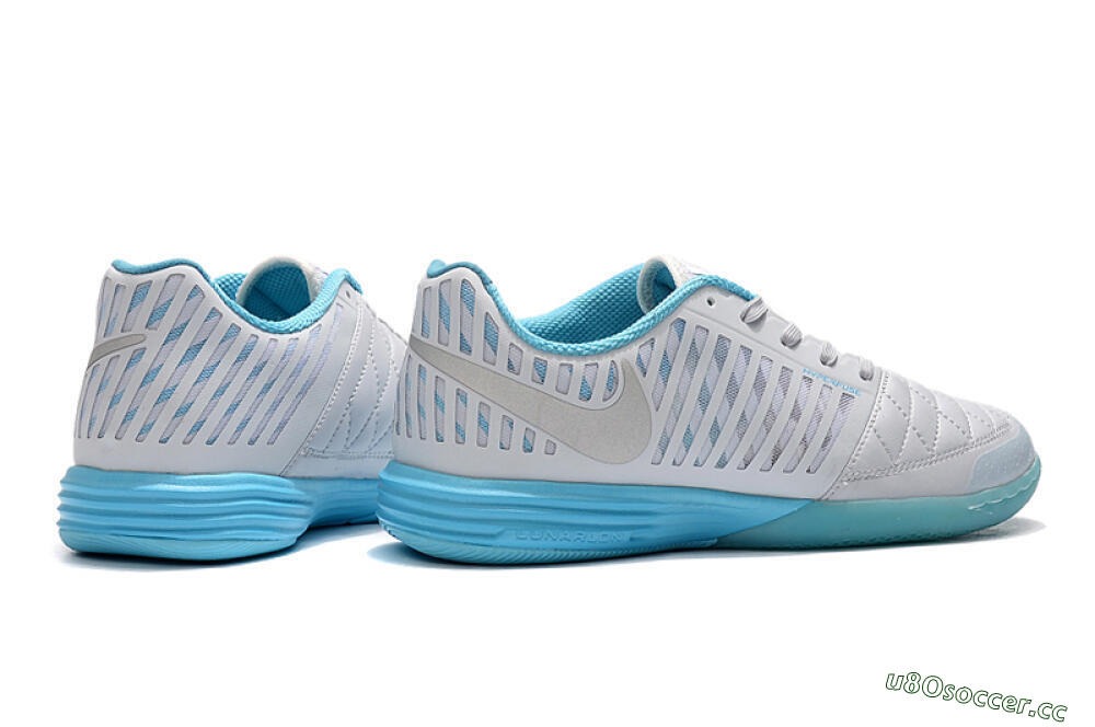 Men's Nike Lunar Gato 2 IC Indoor & Futsal Low-Tops Football Shoes - White/Silver/Jade 8