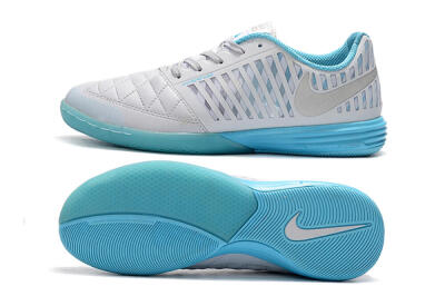 Men's Nike Lunar Gato 2 IC Indoor & Futsal Low-Tops Football Shoes - White/Silver/Jade