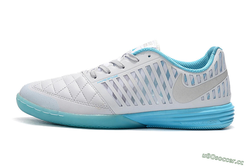 Men's Nike Lunar Gato 2 IC Indoor & Futsal Low-Tops Football Shoes - White/Silver/Jade 2