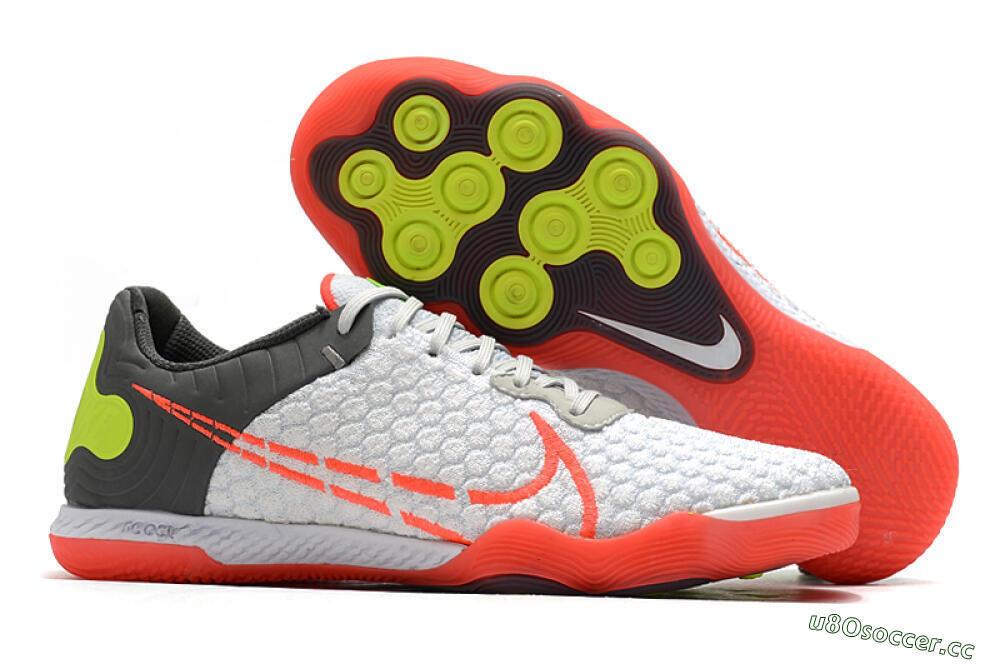 Men's Nike React Gato IC Indoor & Futsal Low-Tops Football Shoes - White/Red/Yellow/Grey 2