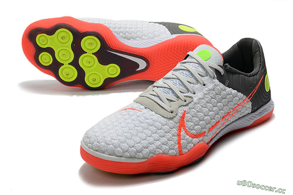 Men's Nike React Gato IC Indoor & Futsal Low-Tops Football Shoes - White/Red/Yellow/Grey 3