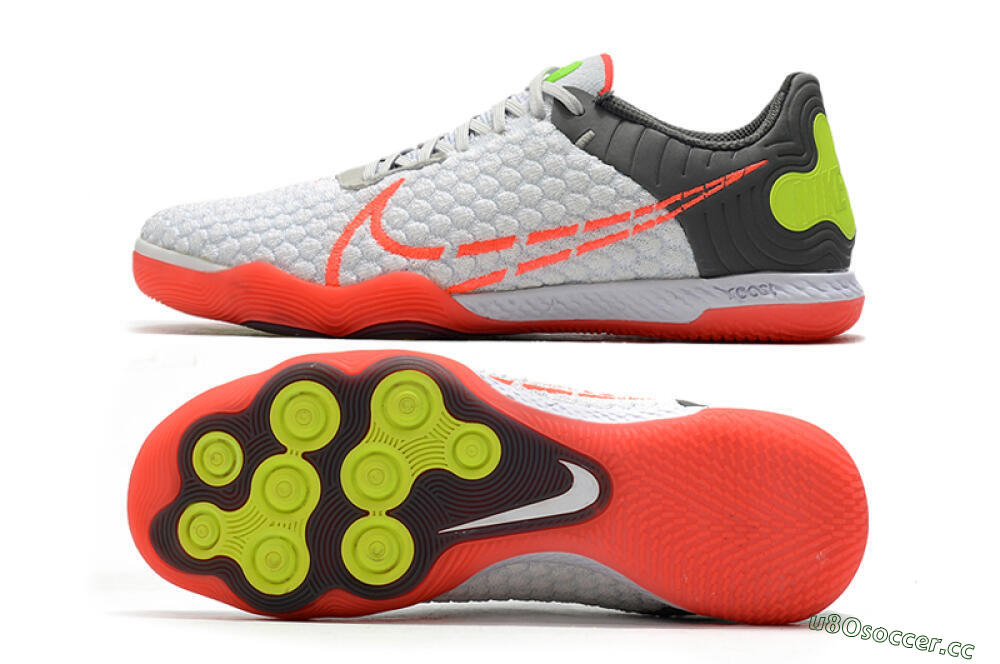Men's Nike React Gato IC Indoor & Futsal Low-Tops Football Shoes - White/Red/Yellow/Grey 1