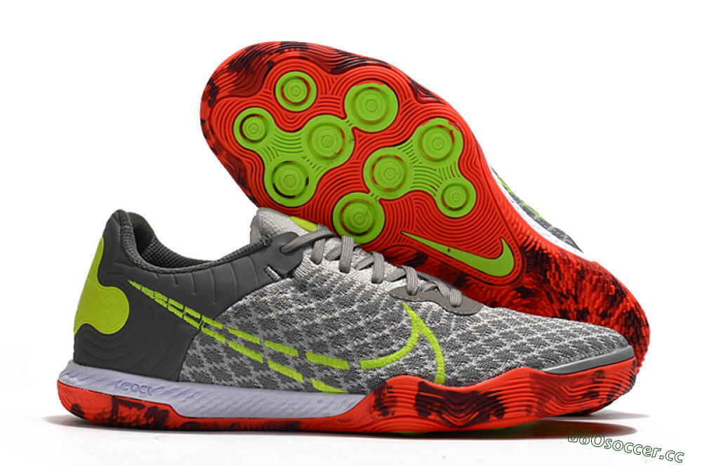 Men's Nike React Gato IC Indoor & Futsal Low-Tops Football Shoes - Grey/Red/Yellow 2