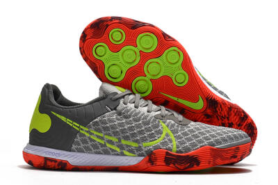 Men's Nike React Gato IC Indoor & Futsal Low-Tops Football Shoes - Grey/Red/Yellow