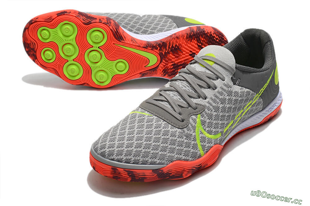 Men's Nike React Gato IC Indoor & Futsal Low-Tops Football Shoes - Grey/Red/Yellow 3