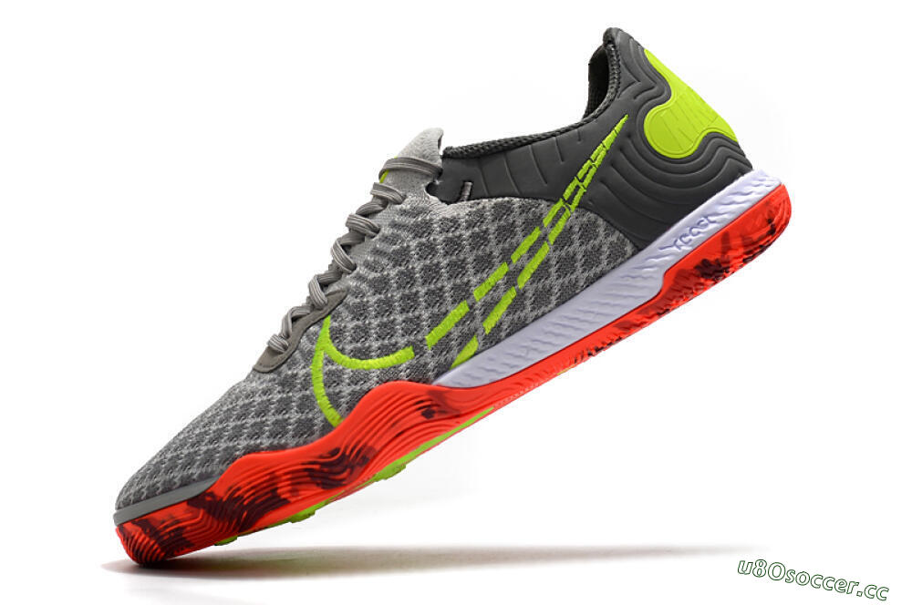 Men's Nike React Gato IC Indoor & Futsal Low-Tops Football Shoes - Grey/Red/Yellow 5