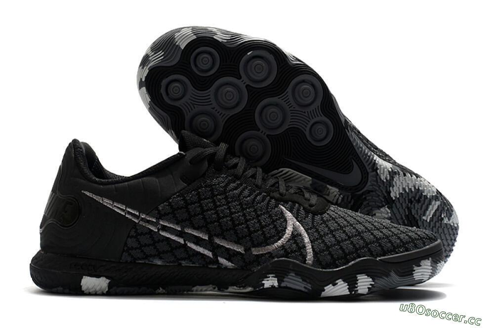 Men's Nike React Gato IC Indoor & Futsal Low-Tops Football Shoes - Black/Silver/Grey 2