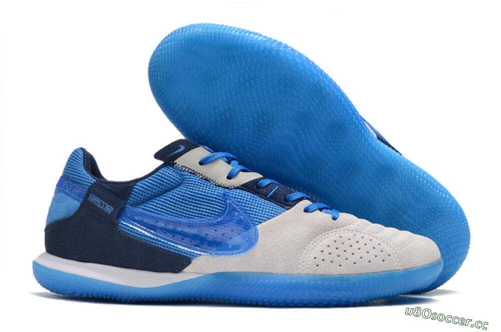 Men's Nike Street Gato IC Indoor & Futsal Low-Tops Football Shoes - Grey/Blue 2