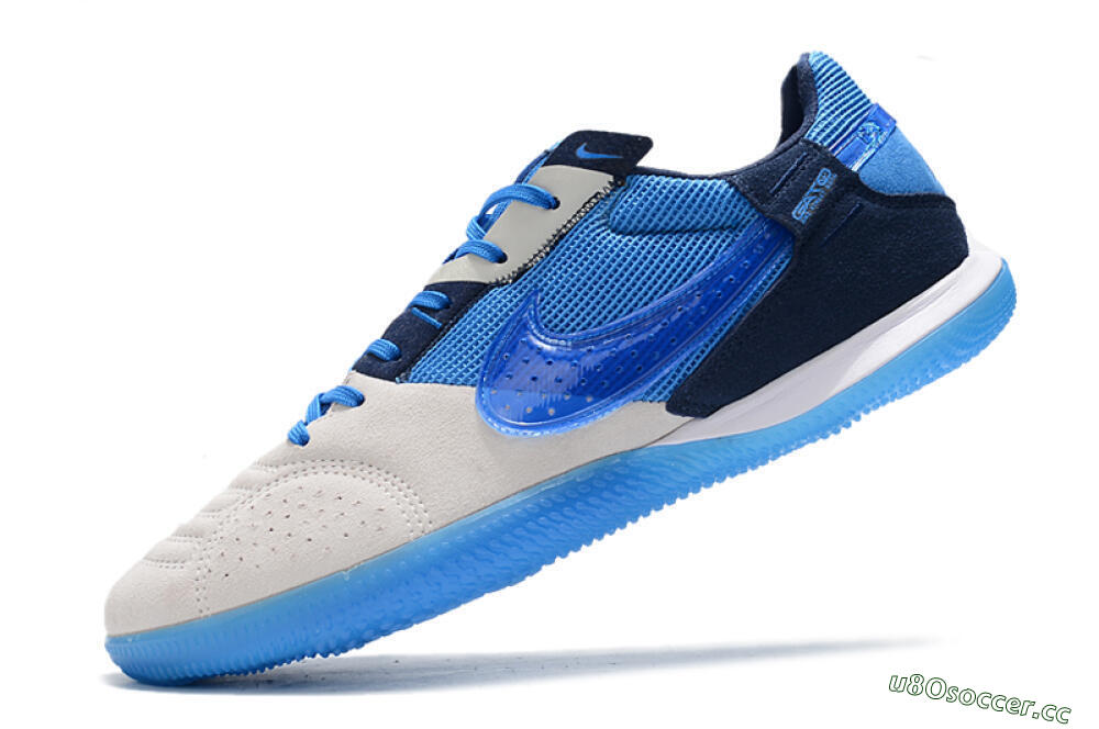 Men's Nike Street Gato IC Indoor & Futsal Low-Tops Football Shoes - Grey/Blue 5