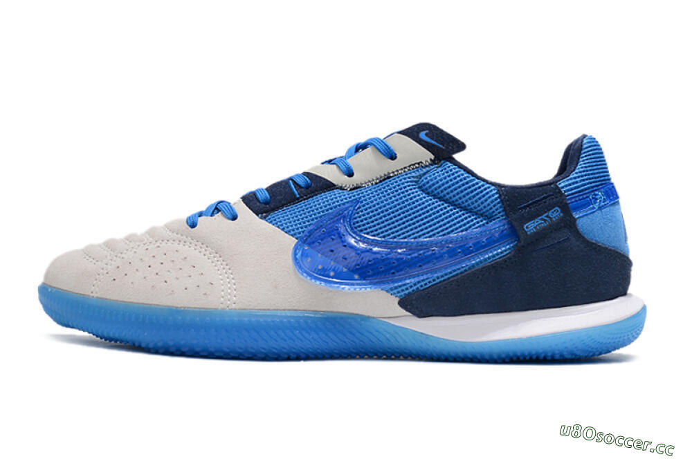 Men's Nike Street Gato IC Indoor & Futsal Low-Tops Football Shoes - Grey/Blue 0