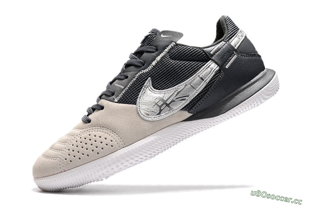Men's Nike Street Gato IC Indoor & Futsal Low-Tops Football Shoes - Beige/Silver/Black 5
