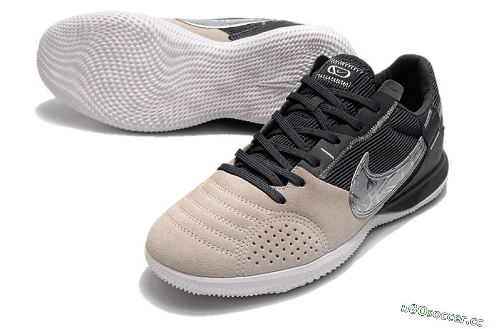 Men's Nike Street Gato IC Indoor & Futsal Low-Tops Football Shoes - Beige/Silver/Black 3