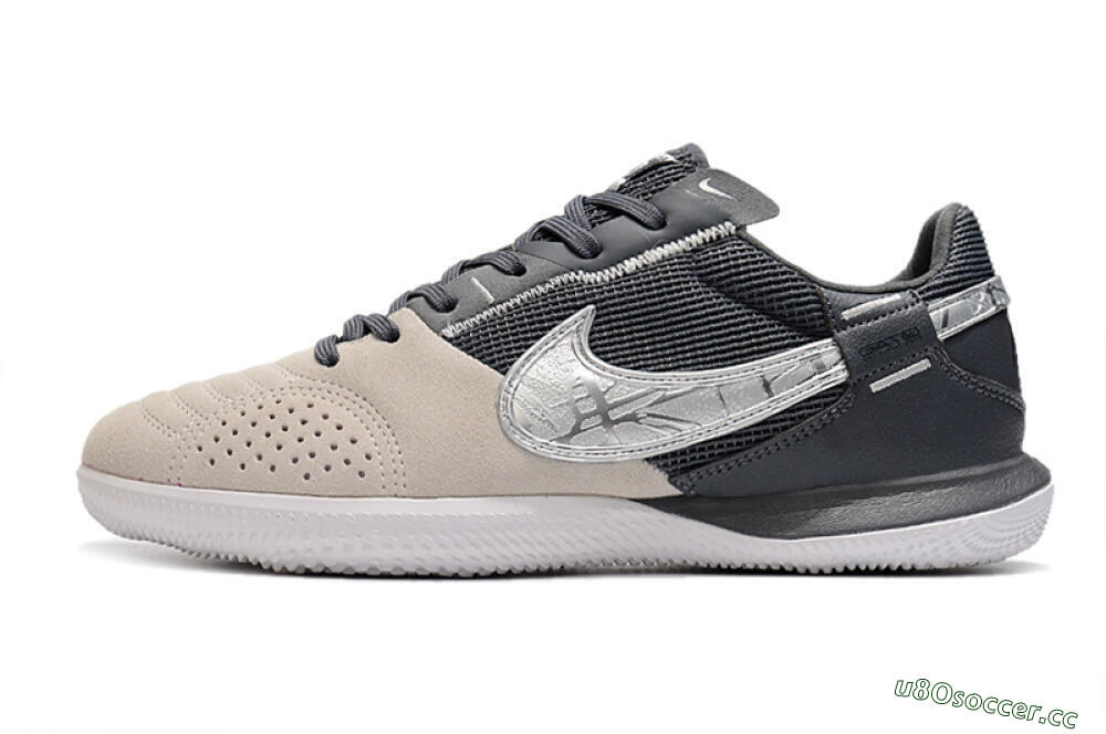 Men's Nike Street Gato IC Indoor & Futsal Low-Tops Football Shoes - Beige/Silver/Black 0