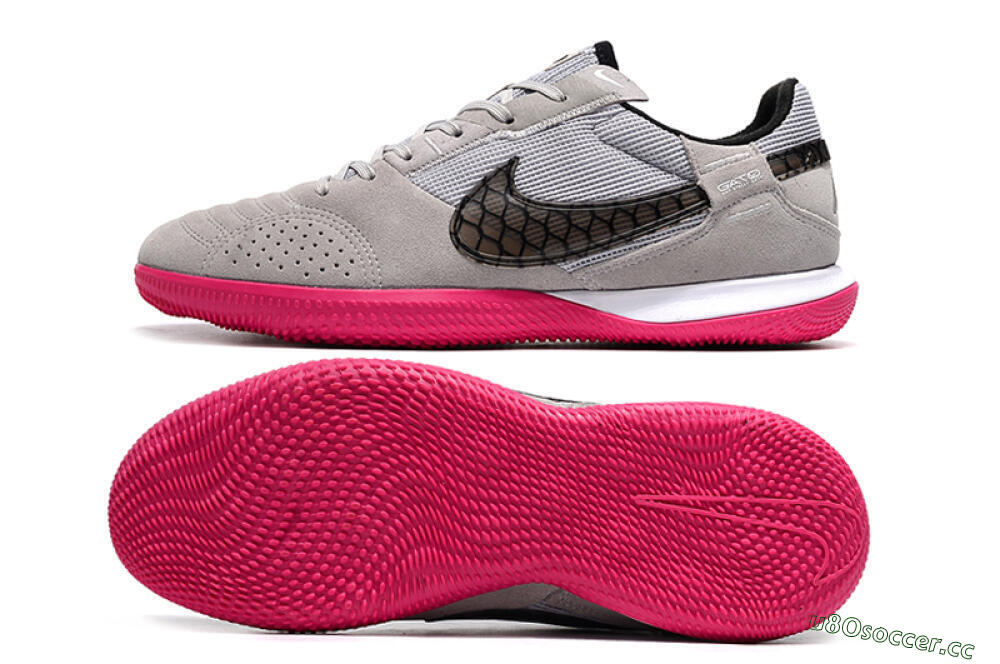 Men's Nike Street Gato IC Indoor & Futsal Low-Tops Football Shoes - Grey/Black/Pink 1