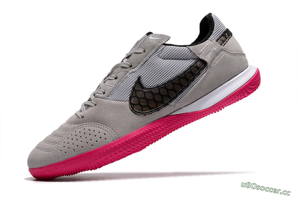 Men's Nike Street Gato IC Indoor & Futsal Low-Tops Football Shoes - Grey/Black/Pink 5