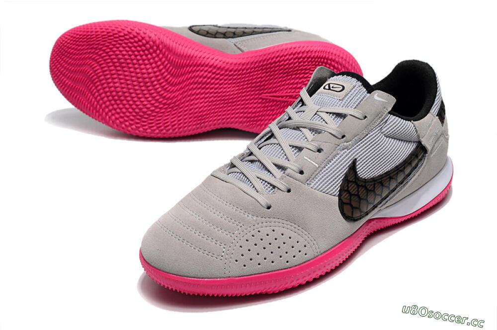 Men's Nike Street Gato IC Indoor & Futsal Low-Tops Football Shoes - Grey/Black/Pink 3