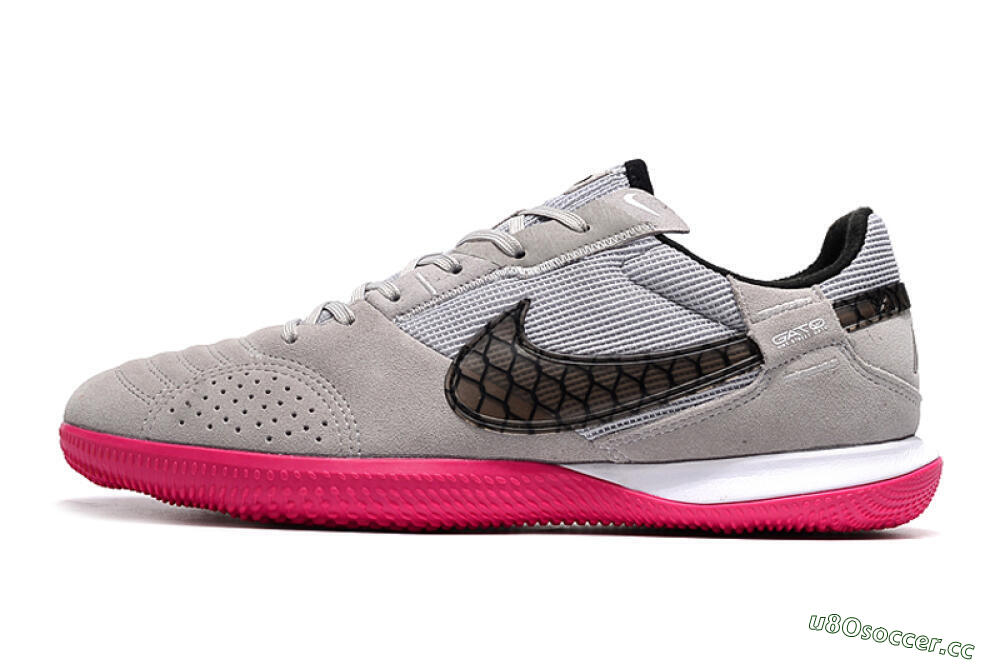 Men's Nike Street Gato IC Indoor & Futsal Low-Tops Football Shoes - Grey/Black/Pink 0