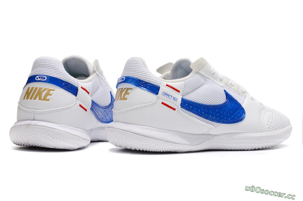 Men's Nike Street Gato IC Indoor & Futsal Low-Tops Football Shoes - White/Red/Blue 6