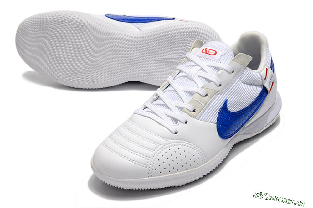 Men's Nike Street Gato IC Indoor & Futsal Low-Tops Football Shoes - White/Red/Blue 3