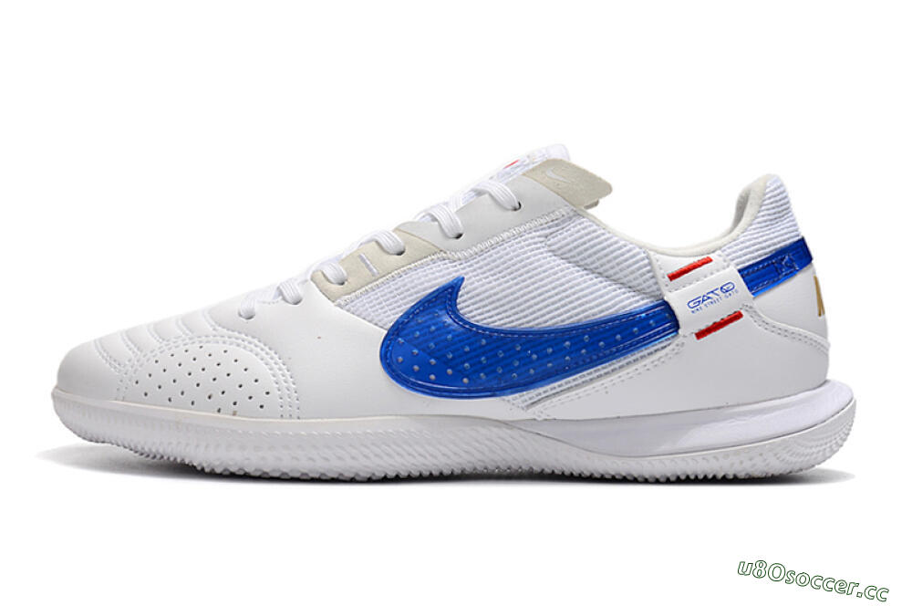 Men's Nike Street Gato IC Indoor & Futsal Low-Tops Football Shoes - White/Red/Blue 0