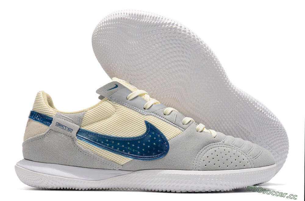 Men's Nike Street Gato IC Indoor & Futsal Low-Tops Football Shoes - Grey/Beige/Blue 2