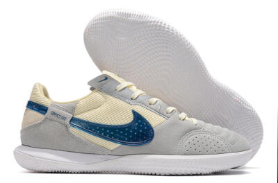 Men's Nike Street Gato IC Indoor & Futsal Low-Tops Football Shoes - Grey/Beige/Blue