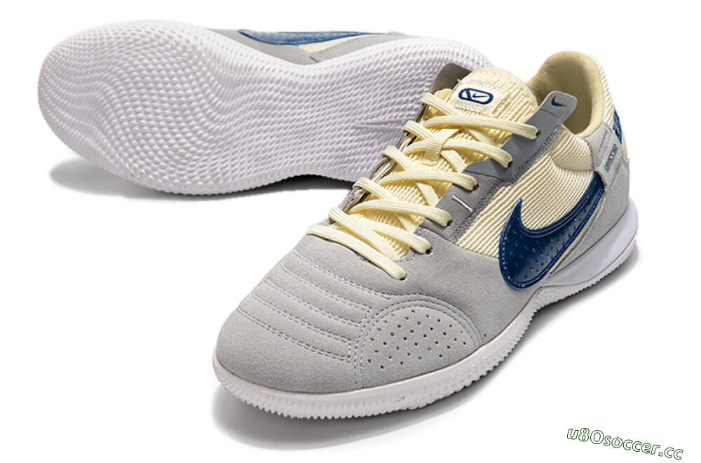 Men's Nike Street Gato IC Indoor & Futsal Low-Tops Football Shoes - Grey/Beige/Blue 3