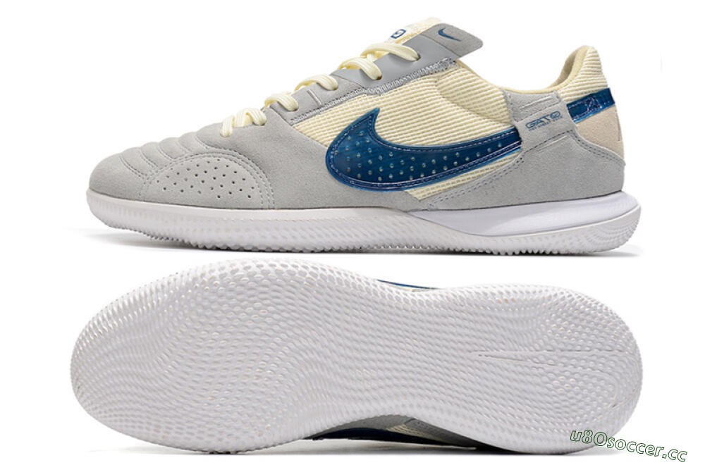 Men's Nike Street Gato IC Indoor & Futsal Low-Tops Football Shoes - Grey/Beige/Blue 1