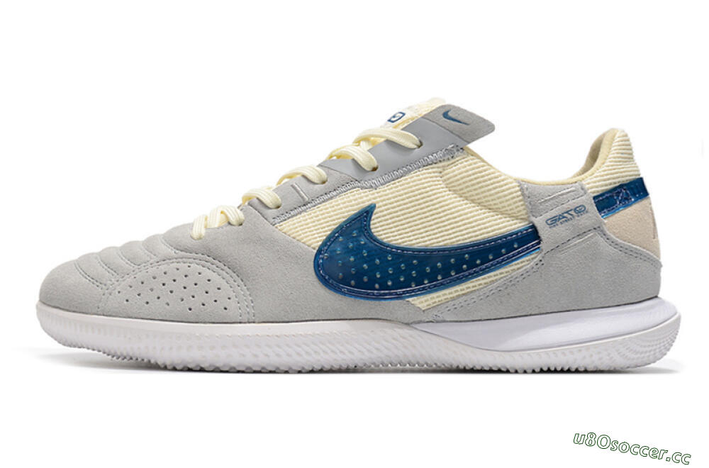 Men's Nike Street Gato IC Indoor & Futsal Low-Tops Football Shoes - Grey/Beige/Blue 0