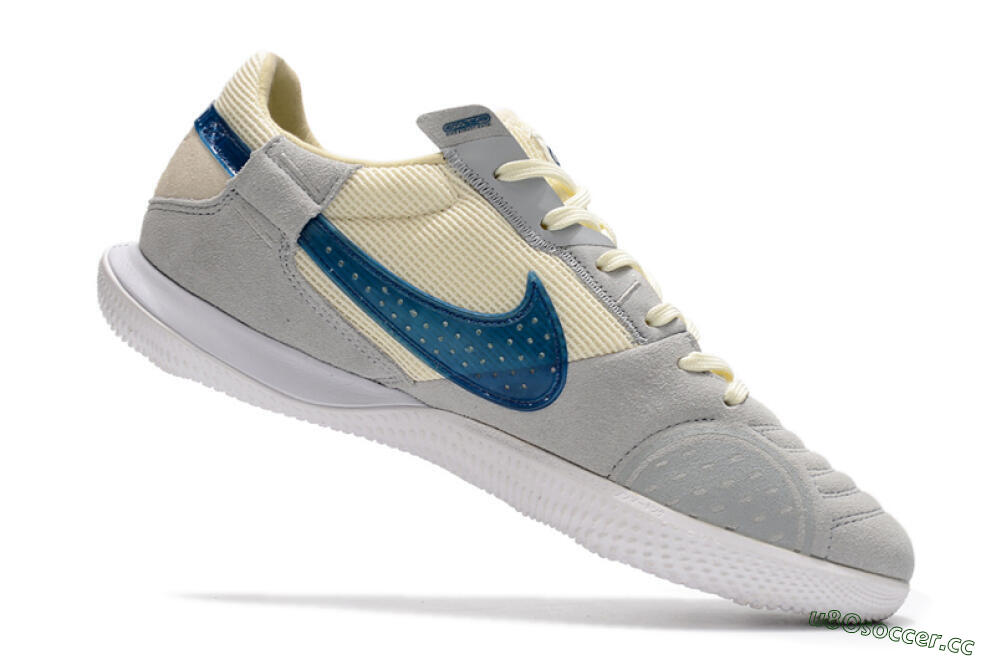 Men's Nike Street Gato IC Indoor & Futsal Low-Tops Football Shoes - Grey/Beige/Blue 4