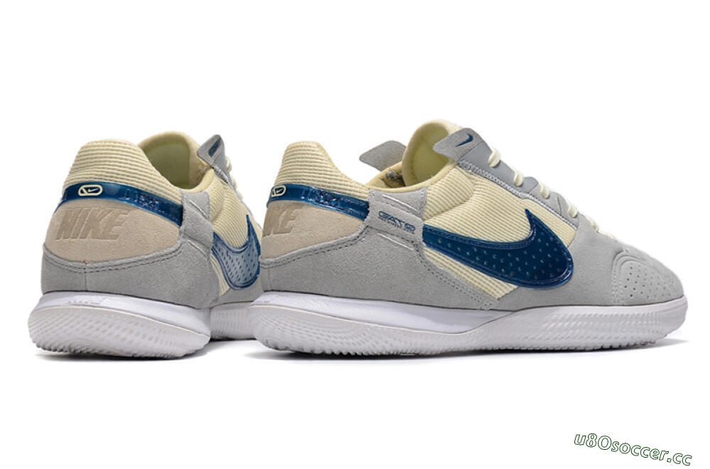 Men's Nike Street Gato IC Indoor & Futsal Low-Tops Football Shoes - Grey/Beige/Blue 6