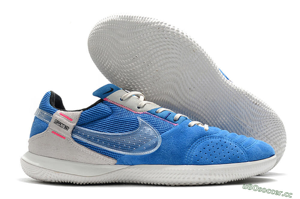 Men's Nike Street Gato IC Indoor & Futsal Low-Tops Football Shoes - Blue/Grey/White 2