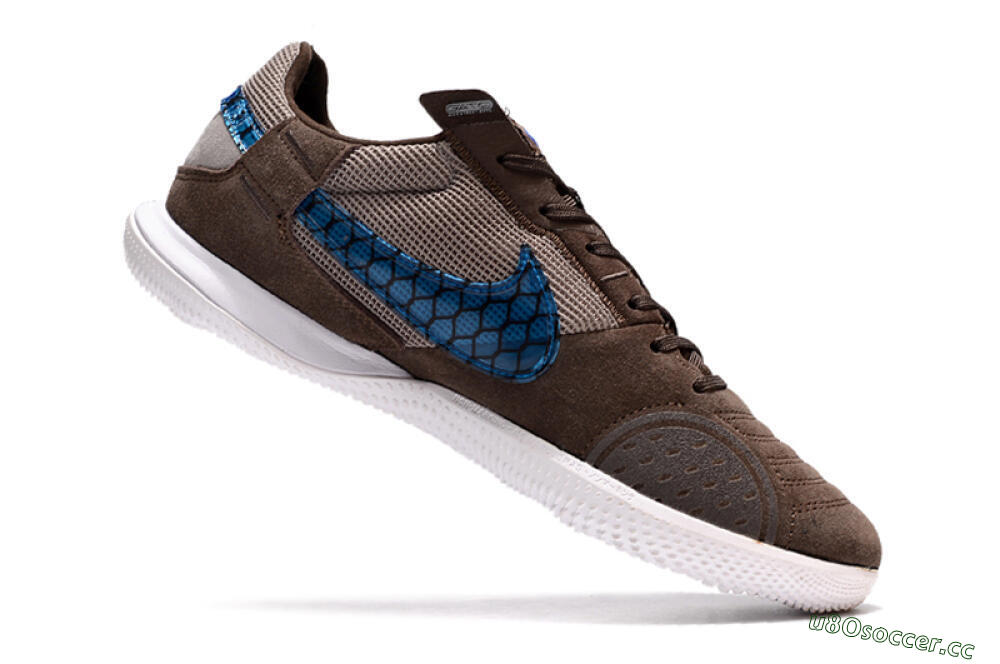 Men's Nike Street Gato IC Indoor & Futsal Low-Tops Football Shoes - Brown/Blue/White 4